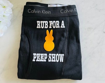 Rub For A Peep Show Black Personalized Calvin Klein Boxer Briefs *FAST SHIPPING* Valentines Day Gift for Him, Easter Gift For Him, Birthday