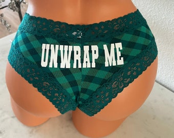 Unwrap Me Victoria Secret Green Plaid Cheeky Panties * FAST SHIPPING * Christmas Gift, Stocking Stuffer, Sexy Christmas Lingerie