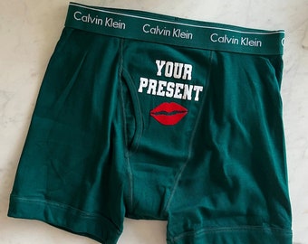 Your Present Calvin Klein Men's Green Boxer Briefs, Fast Shipping, Cotton Anniversary Gift, Christmas Gift, Etsy Sale