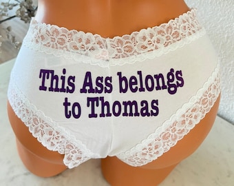 Personalize your own This Booty Belongs to white Victoria Secret cheeky panties *FAST SHIPPING* Birthday, Bachelorette, Bridal Shower Gift