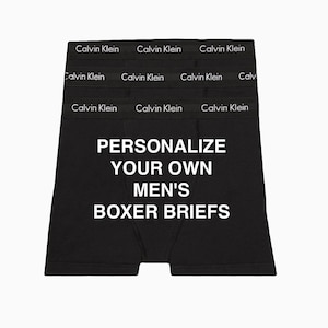 Customize Your Own Calvin Klein Men&#39;s Black Boxer Brief, Fast Shipping, Cotton Anniversary Gift, Fathers Day Gift, Etsy Sale