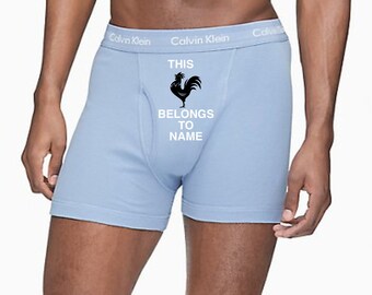 Personalized This Cock Belongs to Light Blue Calvin Klein Boxer Briefs  | FAST SHIPPING | Birthday Day Gift for Him | Gag Gift for Him