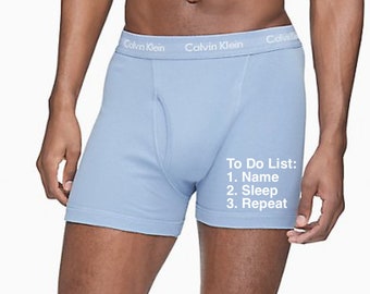 Personalized To Do List Light Blue Calvin Klein Boxer Briefs  | FAST SHIPPING | Birthday Day Gift for Him | Gag Gift for Him | Fun Briefs