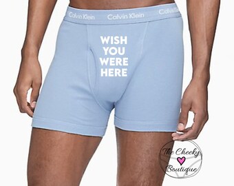 Wish you were here Light Blue Calvin Klein Boxer Briefs, Fast Shipping, Clothing, Mens Clothing, Underwear, Boxer Briefs, Etsy Sale