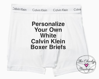 Personalize Your Own White Calvin Klein Men's Boxer Brief | Anniversary Gift | Birthday Gift | Wedding Underwear for Groom | FAST SHIPPING