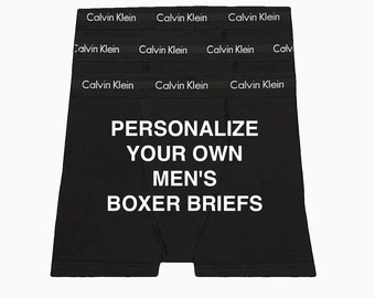 Customize Your Own Calvin Klein Men's Black Boxer Brief, Fast Shipping, Cotton Anniversary Gift, Fathers Day Gift, Etsy Sale