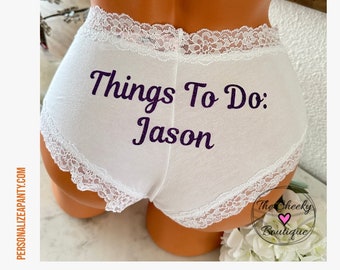 Things to do: Personalized white Victorias Secret Cotton Floral Lace Waist Cheeky Panty, FAST SHIPPING