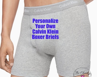 Personalize Your Own Calvin Klein Men's Heather Gray Boxer Brief. Anniversary Gift. Father's Day. Cotton Anniversary Gift. Fast Shipping