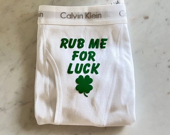 Rub Me For Luck White Calvin Klein Boxer Briefs, Fast Shipping, St. Patrick's Day Gift for Him Etsy Sale on Boxer Briefs