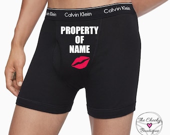 Property of boxers. Mens personalized underwear. Wedding gift. Custom underwear. Bachelor party. Boyfriend gift. Calvin Klein Boxer Briefs