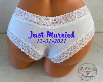 Personalized Wedding Date Panties | Victoria Secret | Brides Something Blue Panties | Bridal Shower Gift | FAST SHIPPING | Wedding Lingerie