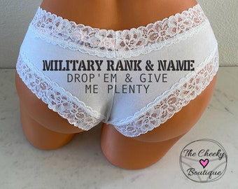 CUSTOM Military Rank Panties. Marine Wife. Air Force Girlfriend. Air Force Wife. Army Girlfriend. Navy Wife. Military Gift. Drop Em.