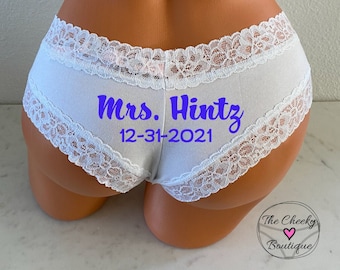 Personalized Bride Panties with wedding date | Bachelorette Gift | Bride Lingerie | Gift For The Bride | FAST SHIPPING | Bridal Shower Gift