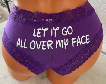 Let It Go All Over My Face Victoria Secret Purple All Cotton Cheeky Panty * FAST SHIPPING * Cotton Anniversary, Christmas Gift