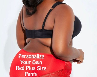 Personalized Panties Plus Size Red Microfiber and Lace Hipster Panty  * FAST SHIPPING * - Sizes 1X-6X