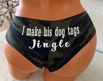 I make his dog tags jingle camo No-Show Cheekster Panty *FAST SHIPPING*