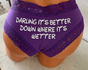 Darling Its Better Down Where Its Wetter Victoria Secret Purple All Cotton Cheeky Panty * FAST SHIPPING * Cotton Anniversary, Christmas Gift
