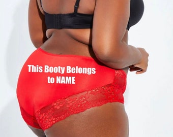 Personalized Plus Size Red Microfiber and Lace Hipster Panty| This Booty Belongs To *Fast Shipping*  Sizes 1XL-6XL