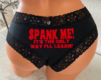 Spank Me! It's the only way I'll learn * FAST SHIPPING * Victoria Secret All Cotton Black Personalized Underwear