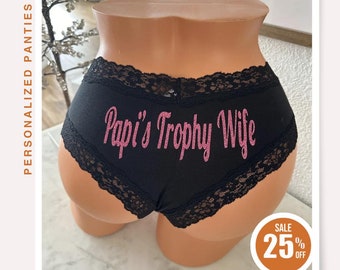 Trophy Wife personalized on a Victorias Secret cheeky panties.  * FAST SHIPPING * Custom Underwear, personalized panties