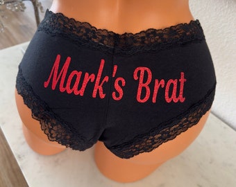 Personalized Brat Victoria Secret Black Underwear. Sexy Lingerie, Bride, Bachelorette, Birthday Girl or Stocking Stuffer * FAST SHIPPING *