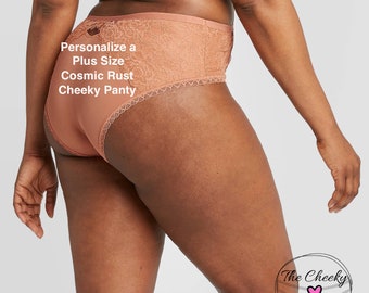 Personalized Plus Size Cosmic Rust Cheeky with Lace  Panty FAST SHIPPING Sizes X, XL, 2XL, 3XL and 4XL