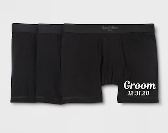 Groomsday Boxer Briefs With Wedding Date | Hubby Boxer Briefs With Wedding Date | Men's Wedding Day Accessory | FAST SHIPPING