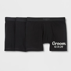 Groom Wedding Date Boxer Briefs: Personalized Hubby Gift