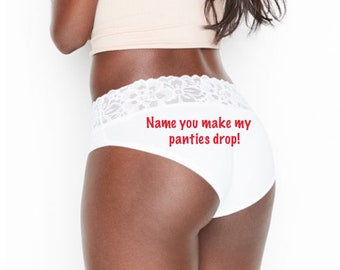 You make my panties drop custom sexy panty, authentic white Victoria Secret Stretch Cotton Lace-waist High-leg Brief *FAST SHIPPING*