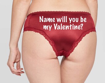 Will you be my Valentine Personalized red Cheeky Panty *FAST SHIPPING*