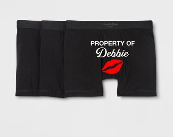 Property of Personalized Men's Black Boxer Briefs - Husband Gift - Gift for Him - Boyfriend Gift - Property of Underwear - Anniversary Gift