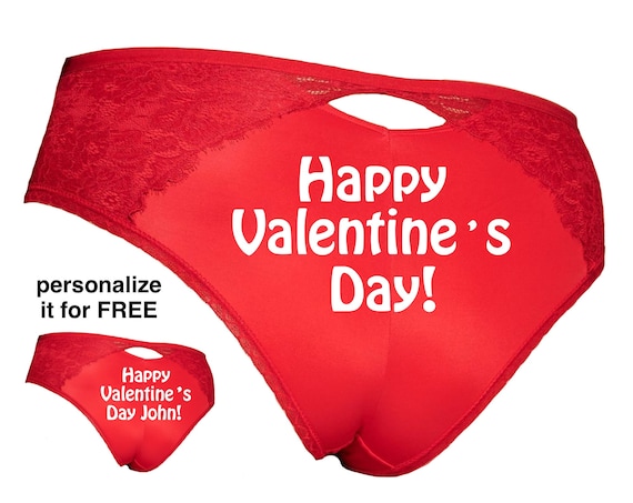 Happy Valentine's Day Plus Size Red Cheeky Panty / Get it personalized for FREE / *FAST SHIPPING*