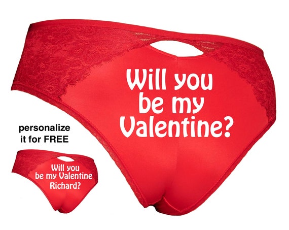 Will you be my Valentine Plus Size Red Cheeky Panty / Get it personalized for FREE / *FAST SHIPPING*