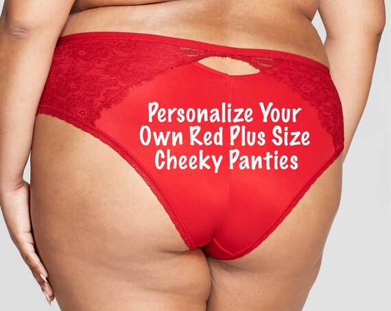 Personalize a Plus Size Red Cheeky with Lace * FAST SHIPPING * - Plus Size Panties