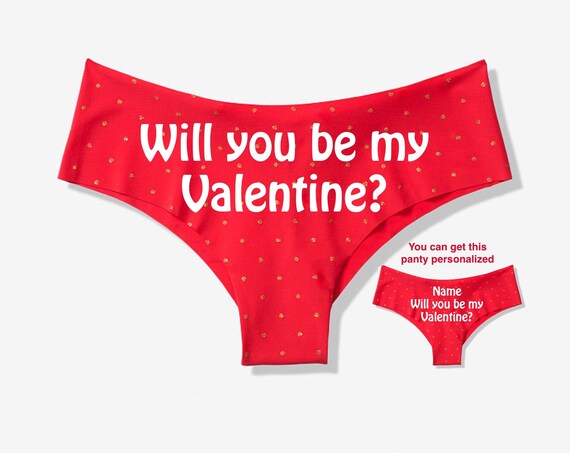 Will you be my Valentine Red Victoria Secret Cheeky Panty / Get it personalized for FREE / *FAST SHIPPING*