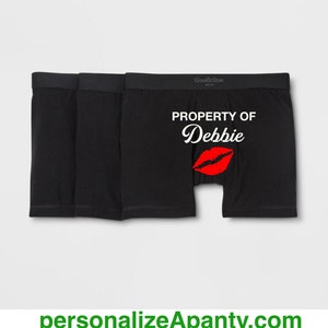 Personalized Men&#39;s Boxer Briefs: Property Of, Husband Gift