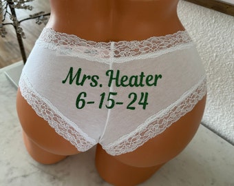 Mrs with Date white Victoria Secret Cheeky Personalized Panties * FAST SHIPPING * Bridal Lingerie | Wedding Panties | Sexy