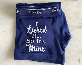 I licked it so it's mine Calvin Klein Blue Boxer Briefs. Fast Shipping. St. Patrick's Day underwear. Cotton Anniversary. Etsy Sale
