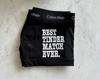 Calvin Klein Black Best Tinder Match Ever | Personalized Boxer Briefs | FAST SHIPPING | Birthday Gift for him | Valentines Day Gift