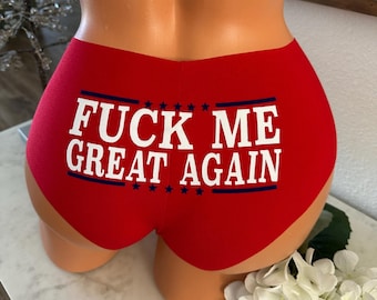 Fuck Me Great Again  * FAST SHIPPING * Victoria Secret No-Show Red Cheeky Personalized Underwear, Patriotic Panties