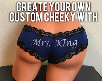 Personalized Mrs. Brides Something Blue cheeky panty, FAST SHIPPING Wedding panties, sexy lingerie