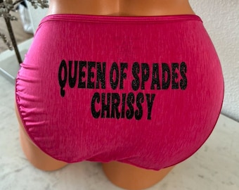 Queen of Spades Personalized Vanity Fair String Bikini Panty * FAST SHIPPING * Plus Size Options XS-4X