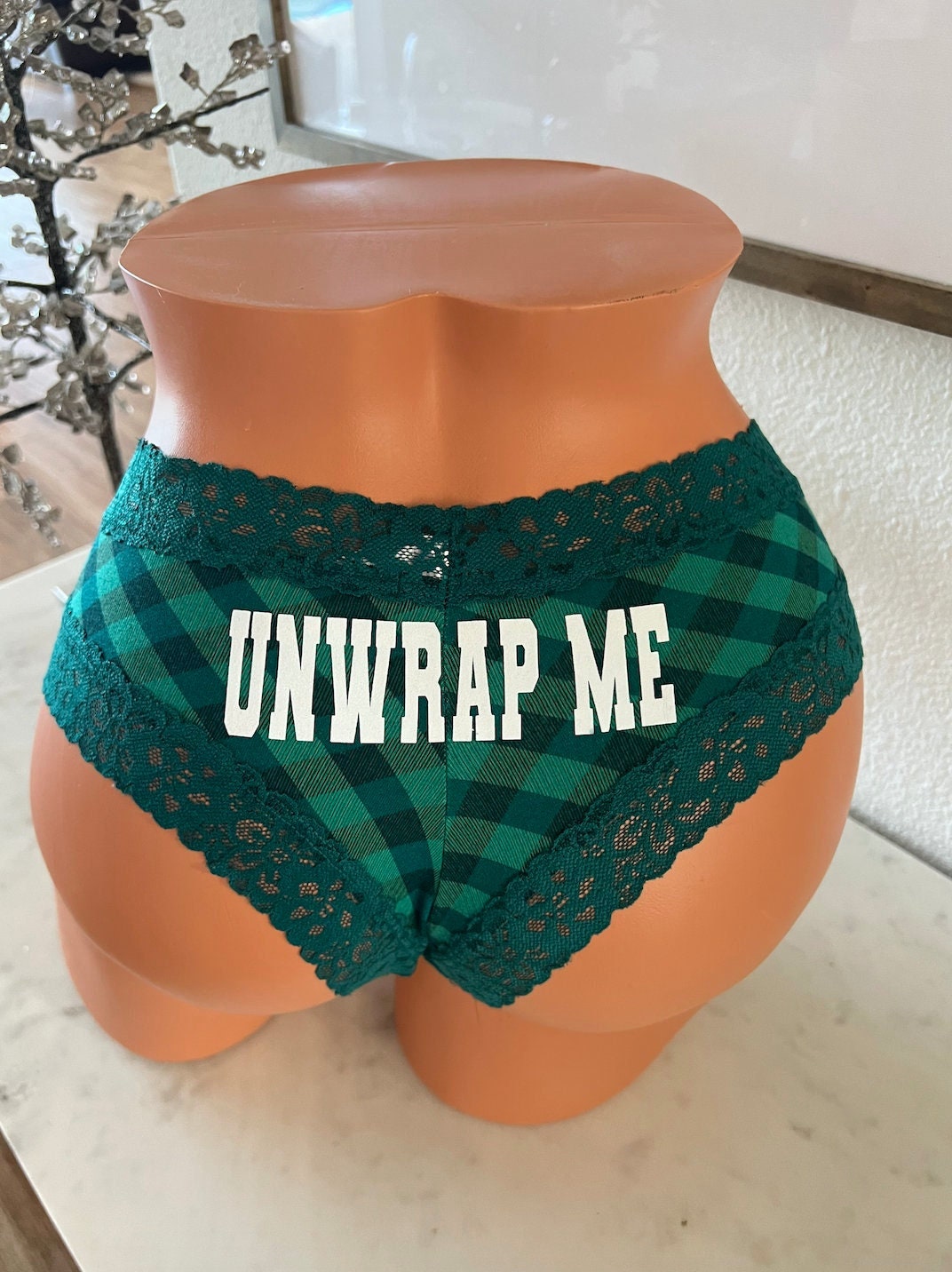 Unwrap Me Victoria Secret Green Plaid Cheeky Panties * FAST SHIPPING *  Christmas Gift, Stocking Stuffer, Sexy Christmas Lingerie