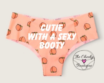 Cutie with a sexy booty NEW Personalized Peach Panties Victoria Secret No Show Cheekster Panty, FAST SHIPPING, lets get peachy panties