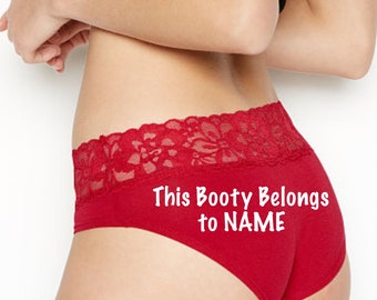 This Booty Belongs To Personalized red Victoria's Secret panty *Fast Shipping*  Holiday Gift, Funny Christmas Gift, Stocking Stuffer