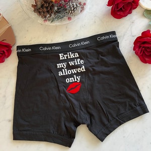 My Wife Allowed Only Black Calvin Klein Men's Boxer Brief, Personalize it, Anniversary Gift for Boyfriend or Husband | Cotton Anniversary