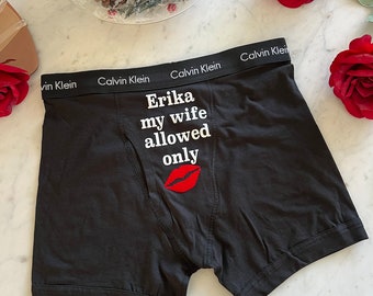 My Wife Allowed Only Black Calvin Klein Men's Boxer Brief, Personalize it, Anniversary Gift for Boyfriend or Husband | Cotton Anniversary