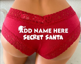 Personalized Secret Santa Red Victoria Secret panties | FAST SHIPPING | Christmas Lingerie | Stocking Stuffer Idea | Christmas Bride to be