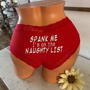 Spank Me I&#39;m on the Naughty List Red Victoria Secret personalized panties | FAST SHIPPING | Christmas Lingerie | Stocking Stuffer Idea