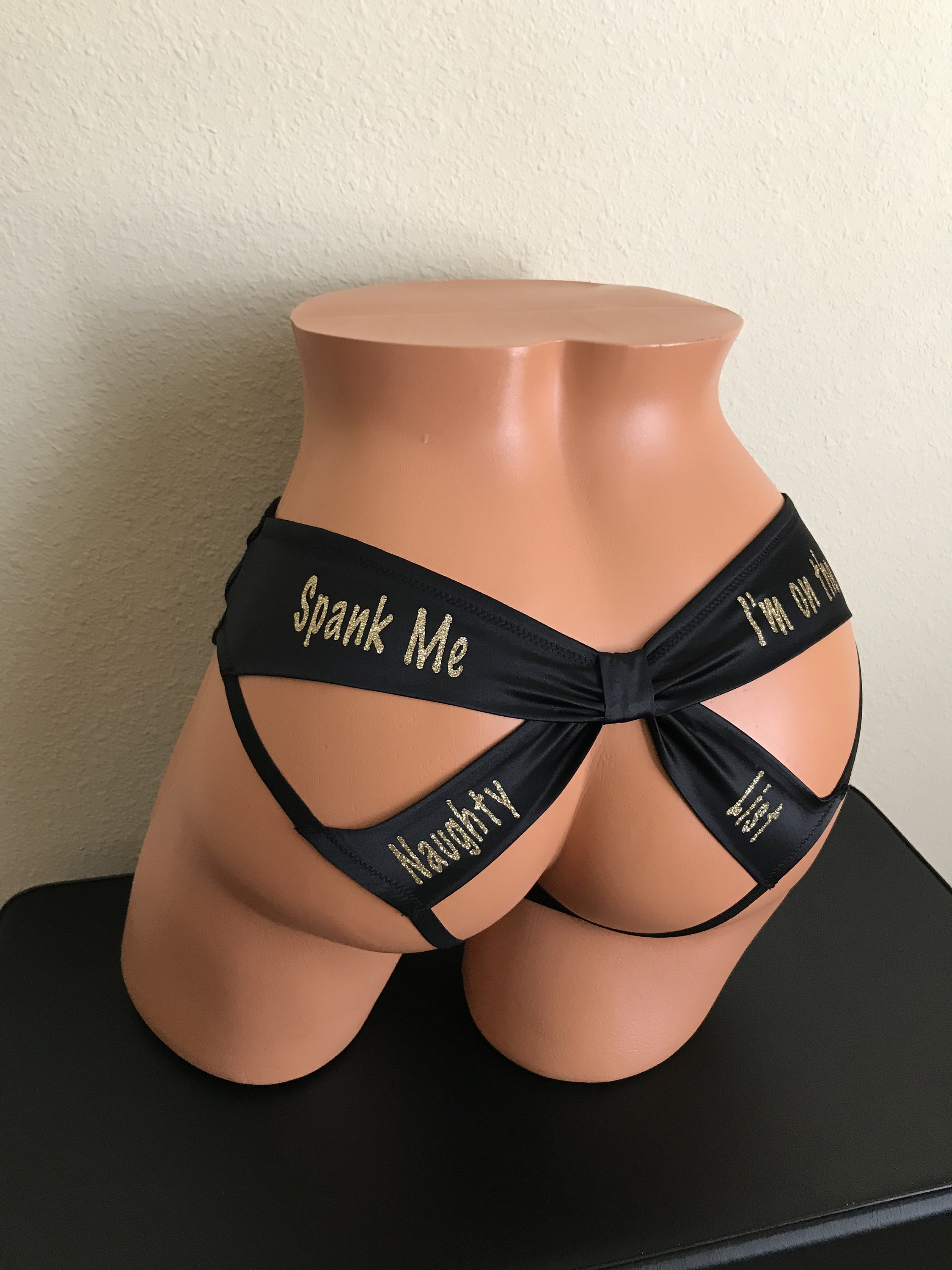 Spank Me I'm on the Naughty List Black Victoria Secret Very Sexy Strappy  Mesh Bow Cheeky Panty FAST SHIPPING Christmas Lingerie -  Canada